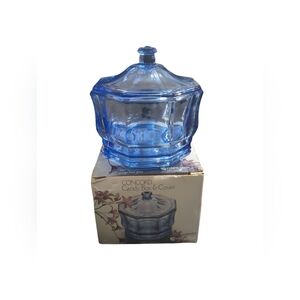 Vintage Indiana Glass Concord Pastel Blue candy box and cover.